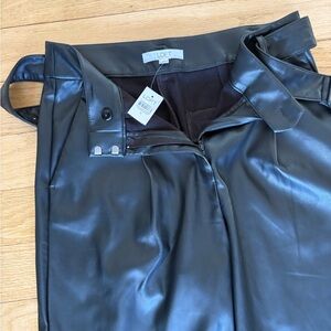 LOFT Shiny Black Faux Leather Trousers